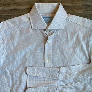 Hilditch & Key Men's White Checkered Shirt French Cuff
